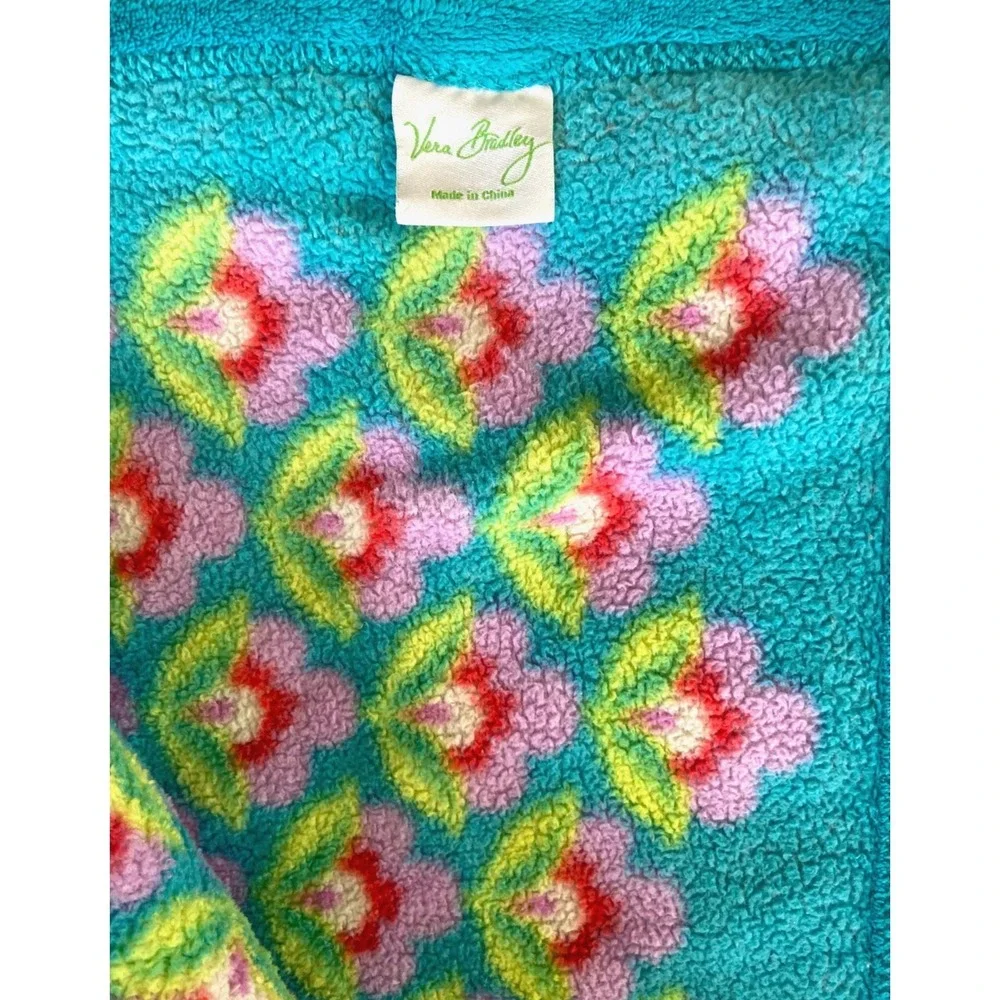 Vera Bradley Retired PLUSH Throw‎ Blanket PETALS IN PARADISE Teal Lavender Rare